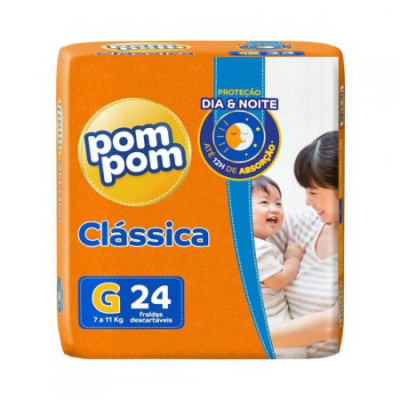 FRALDA POM POM CLÁSSICA G COM 24 UNIDADES