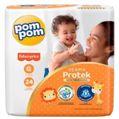 FRALDA POM POM DERMA PROTEK G COM 24 UNIDADES