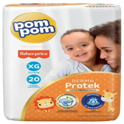 FRALDA POM POM DERMA PROTEK XG COM 20 UNIDADES