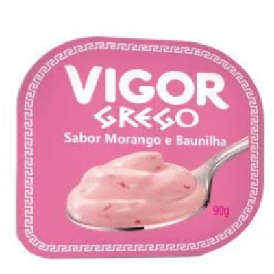 IOGURTE VIGOR GREGO MORANGO COM BAUNILHA 90G