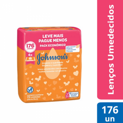 LENÇOS UMIDECIDOS JOHNSON'S LIMPEZA SUAVE 44 UNIDADES