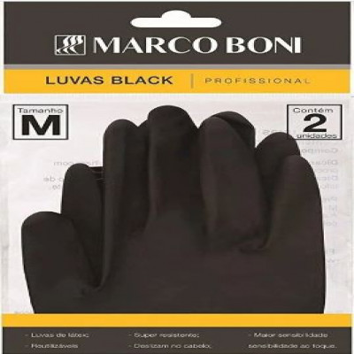 MARCO BONI .1496 - LUVA LÁTEX BLACK COM 2 - TAMAMANHO M