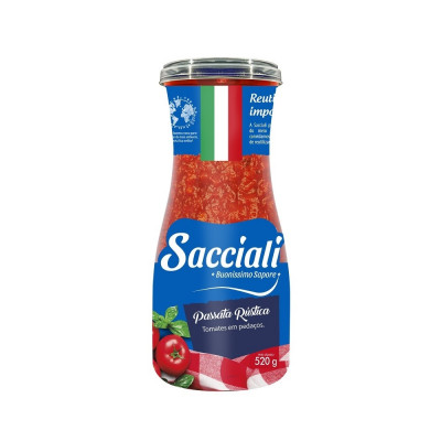 MOLHO PASSATA RUSTICA SACCIALI 520 GRAMAS