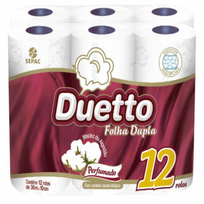 PAPEL HIGIÊNICO DUETTO FOLHA DUPLA 12X30M PERFUMADO