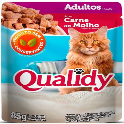 QUALIDY GATOS SACHE 85 GRAMAS ADULTO CARNE MOLHO