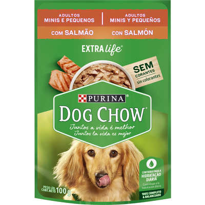 RAÇÃO DOG CHOW MINIS E PEQUENAS SALMÃO 100 GRAMAS