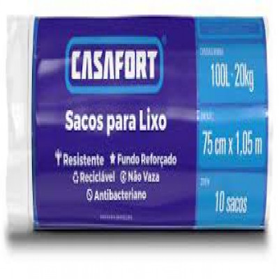 SACO DE LIXO CASAFORT AZ ROLO 100 LITROS COM 10 SACOS