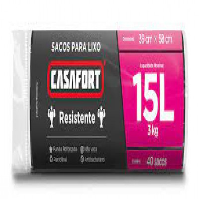 SACO DE LIXO CASAFORT AZ ROLO 15 LITROS COM 40 SACOS