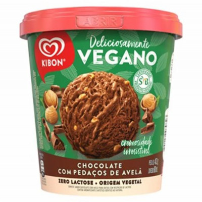 SORVETE KIBON CHOCOLATE COM AVELÃ VEGANO 800ML