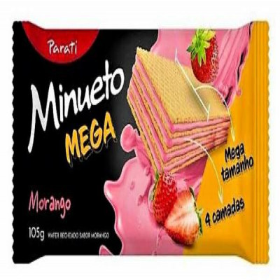 WAFER MINUETO MEGA MORANGO 105GRAMAS