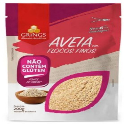 AVEIA EM FLOCOS FINOS SEM GLUTEM GRINGS 200 GRAMAS