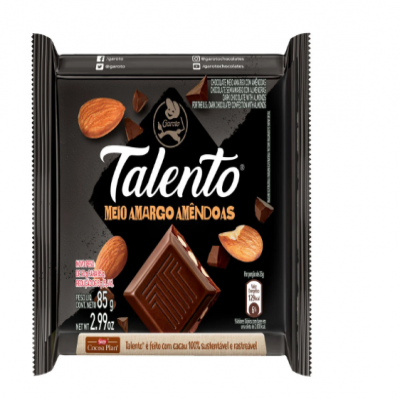 CHOCOLATE TALENTO MEIO AMARGO AMENDOAS 85 G