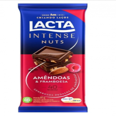 CHOCOLATE LACTA INTENSE 40% CACAU FRAMBOESA 85GR