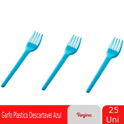 GARFO REGINA DE PLASTICO SOBREMESA AZUL COM 25 UNIDADES