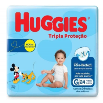 FRALDA HUGGIES TRIPLA PROTEÇÃO JUMBO GDE.C/24