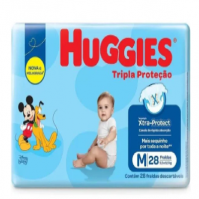 FRALDA DESCARTÁVEL HUGGIES TRIPLA PROTEÇAO JUMBO M 28 UN