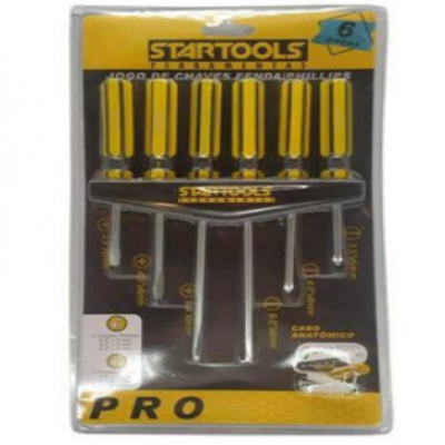 KIT CHAVES STARTOOLS PHILLIPS E FENDA COM 6 PEÇAS