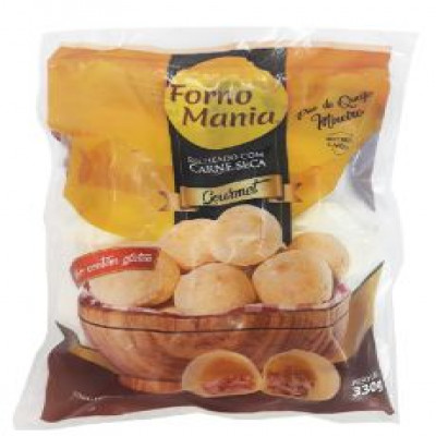 PÃO DE QUEIJO RECHEADO COM CARNE SECA FORNO MANIA 330 GRAMAS