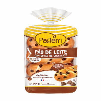 PÃO SW LEITE COM GOTAS DE CHOCOLATE PADERRI 264 GRAMAS