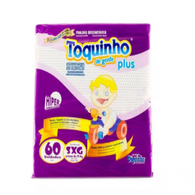 FRALDAS TOQUINHO PLUS SXG COM 60 UNIDADES