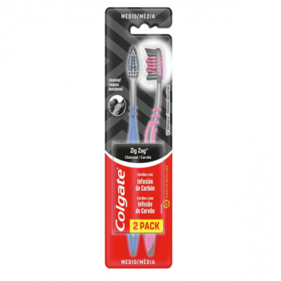 ESCOVA DENTAL COLGATE ZIG ZAG CARVÃO COM 2