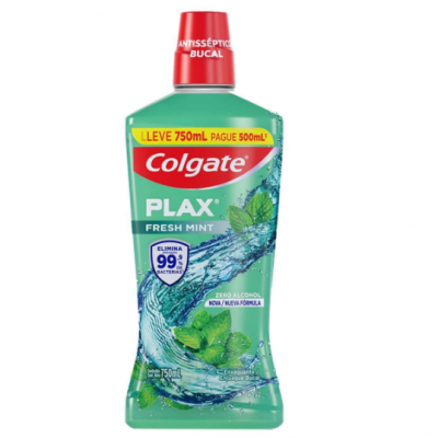 ENXAGUANTE BUCAL PLAX FRESH MINT LEVE 750 PAGUE 500ML