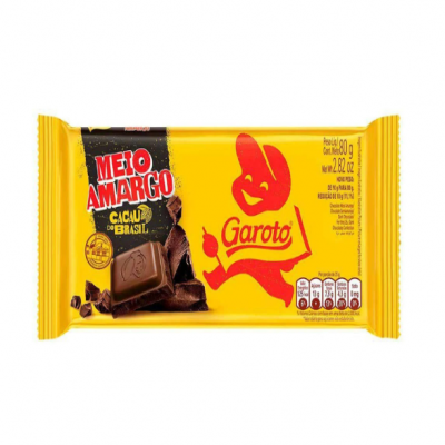 CHOCOLATE GAROTO MEIO AMARGO 80G