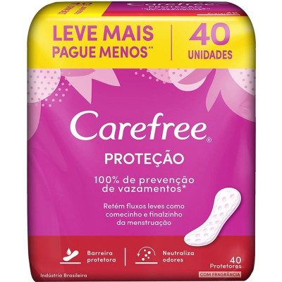 PROTETOR CAREFREE SEM ABAS COM PERFUME PROTEÇÃO COM 40 UN