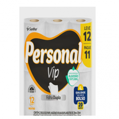 PAPEL HIGIENICO PERSONAL VIP 20M LEVE 12 PAGUE 11 NEUTRO