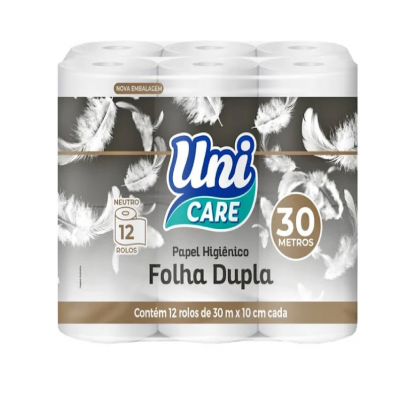 PAPEL HIGIENICO UNI CARE FOLHA DUPLA 30M C/12