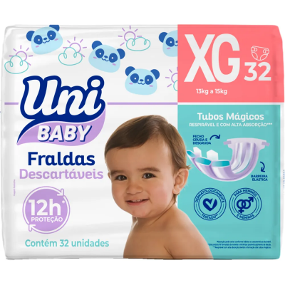 FRALDA UNI BABY TUBOS MAGICOS XG COM 32