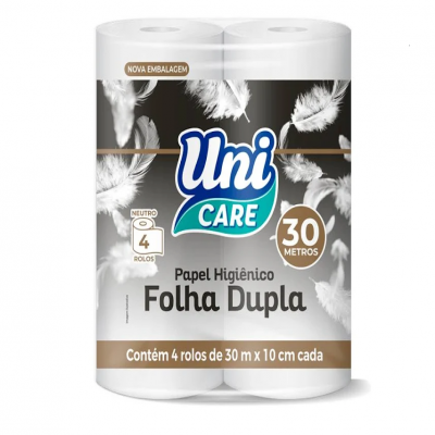 PAPEL HIGIENICO UNI CARE FOLHA DUPLA 30M COM 4