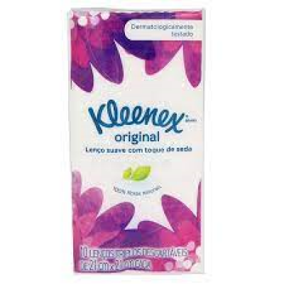 LENÇO DESCARTÁVEL KLEENEX BOLSO COM 10 UNIDADES