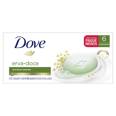 SABONETE DOVE ERVA-DOCE/CAMOMILA 90G COM 6UNIDADES