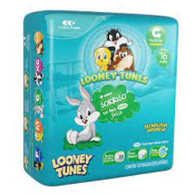 FRALDAS LOONEY TUNES JUMBINHO TAMANHO G COM 12 UNIDADES