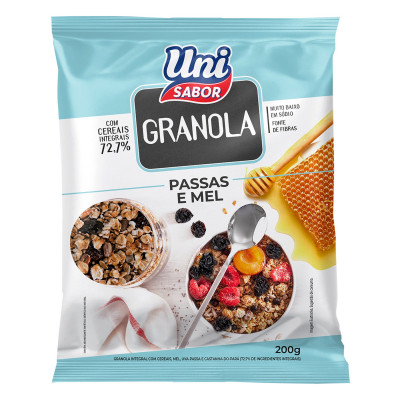 GRANOLA UNI SABOR PASSAS E MEL 200G