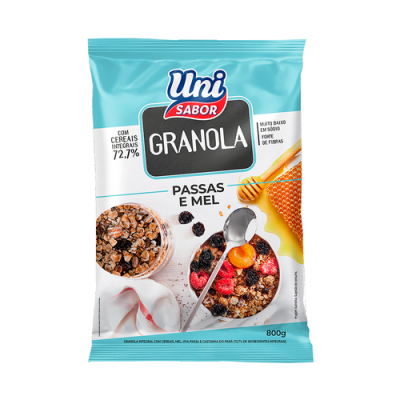 GRANOLA UNI SABOR PASSAS E MEL 800G