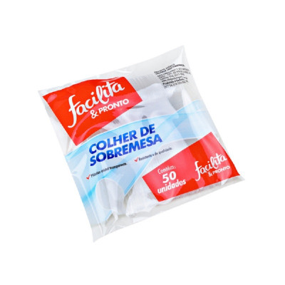 COLHER PLASTICO FACILITA SOBREMESA COM 50 UN