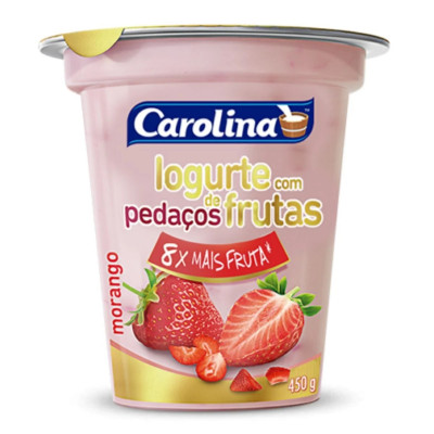 IOGURTE CAROLINA PEDAÇOS FRUTA MORANGO 500G