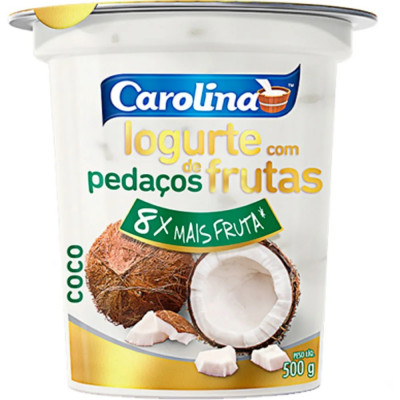 IOGURTE CAROLINA PEDAÇOS FRUTA COCO 500G