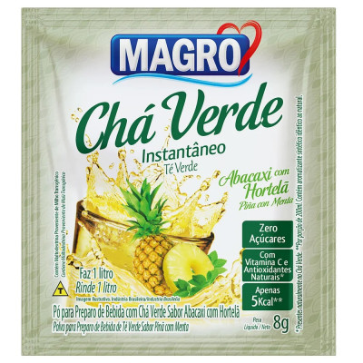 CHA MAGRO VERDE ABACAXI COM HORTELÃ ZERO ACUCUCAR 8G