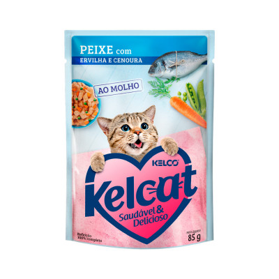 PETISCO KELCAT PEIXE ERVILHA CENOURA SACHE 85G