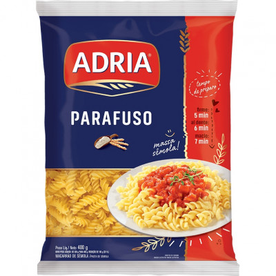 MACARRAO ADRIA SEMOLA PARAFUSO 400G