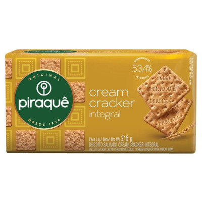 BISCOITO PIRAQUE CREAM CRACKER INTEGRAL 215G