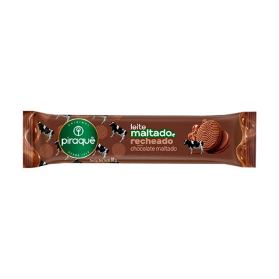 BISCOITO PIRAQUE LEITE MALTADO RECHEADO CHOCOLATE 85G