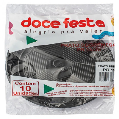 PRATO DOCE FESTA PLAST PRETO COM 10