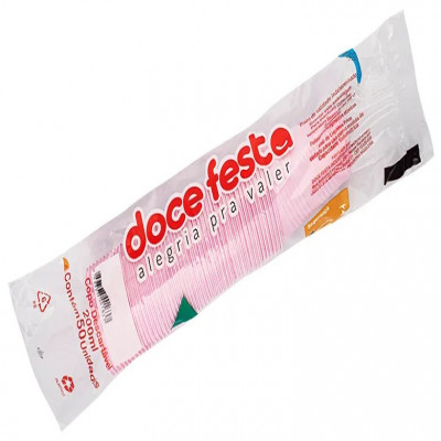 COPO DOCE FESTA PLASTICO 200ML ROSA COM 50