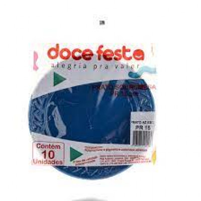 PRATO DOCE FESTA PLAST AZUL COM 10