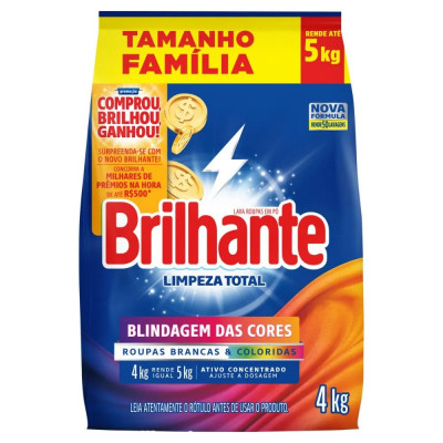 LAVA ROUPAS PO BRILHANTE LIMPEZA TOTAL 4KG