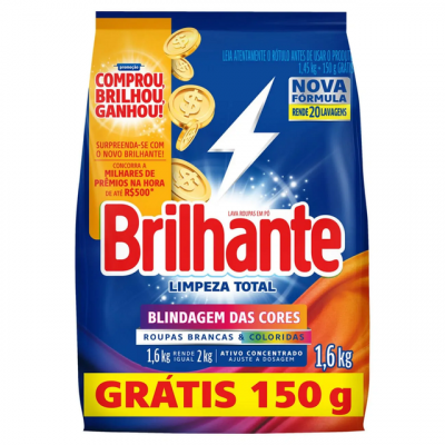 LAVA ROUPAS PO BRILHANTE 1.6KG PROMO PACOTE